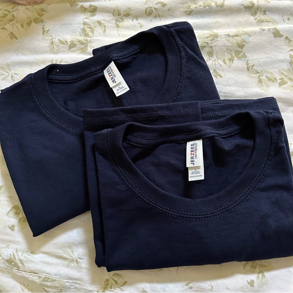Jerzees Navy Blue Tee Shirts (2)